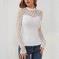Mesh Dot Patchwork Stand-up Collar Pullover Slimming All-match Women's Long Sleeve