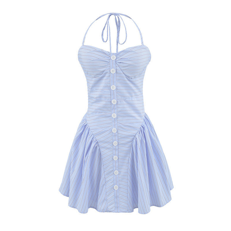 Foreign Trade 2025 French Style Halter Waist-tight Dress Women's Summer New French Strap Dress