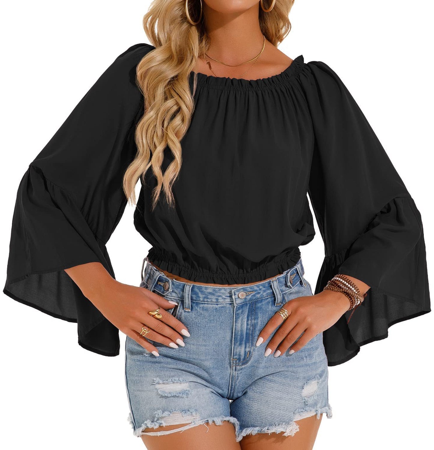 Women's Solid Color Printed Long Sleeve Chiffon Shirt