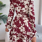 Robe courte à imprimé floral, col en V, manches longues, volants, nœud papillon, coupe trapèze, vêtements pour femmes