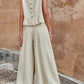 Women's Solid Color Ruffle Strap Tank Top Wide Leg Pants Set