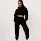 Women's Fleece-lined Casual Sports Drawstring Hooded Trousers Suit Two-piece Set