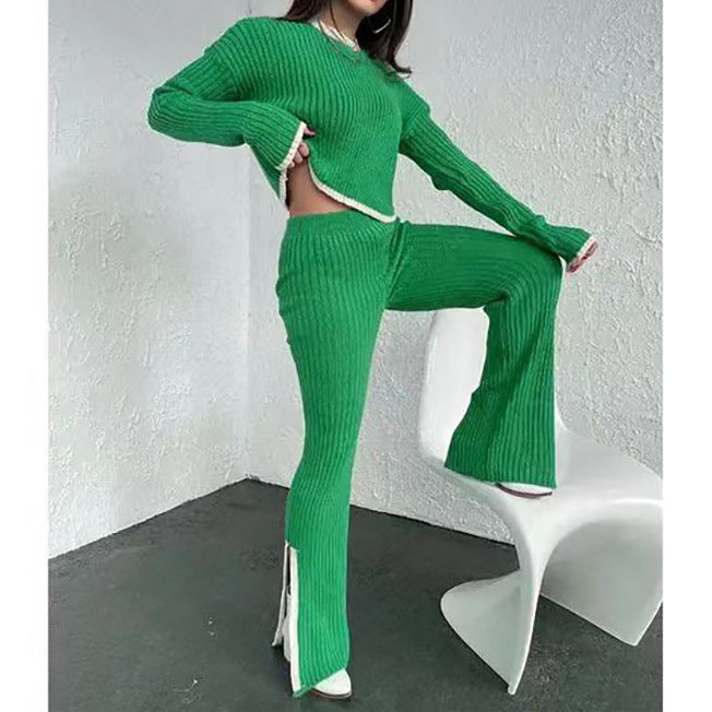 Knitted Top And Trousers Two-piece Set Sweater