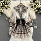 Women's V-neck Lantern Sleeve Printed Dress