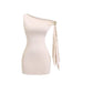 Slant-shoulder Metal-embellished Slimming Sexy Womens Outfit