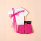 Design Short-sleeved T-shirt Denim Shorts Belt