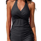 Two-piece Split Strap Drawstring Swimsuit With Boyshorts