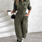 European And American New Women's Clothes Waist-tied Leisure Cargo Jumpsuit
