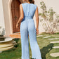 Ruffled Sleeveless High Waist Slim Fit Cotton Jumpsuit