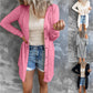 Long Button Solid Color Casual Long-sleeved Cardigan