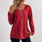 Casual Button Geometric Printed Long-sleeved T-shirt