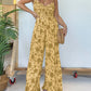 Floral Strap One-piece Wide-leg Pants