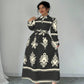 Printed Lace Up European And American Elegant Dress