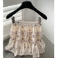 Purple Floral Women's Top Skirt Two-piece Suit