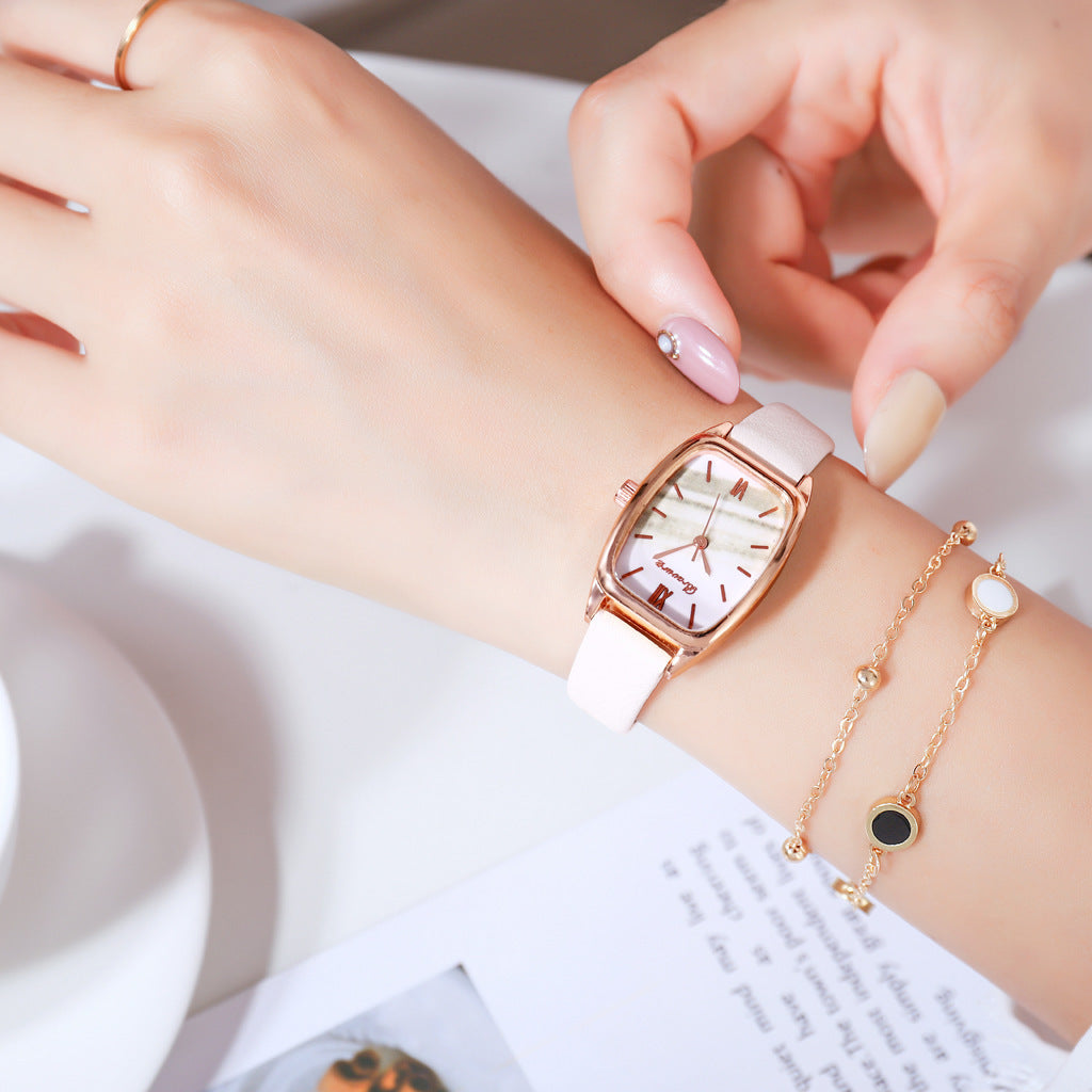 Classic Fashion Square Head Watch Pu Strap Quartz Watch