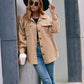 Corduroy Lapel Single Breasted Long Sleeve Tuxedo Shirt Jacket
