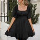 Women's Temperament Square Collar Lace-up Bow A- Line Skirt