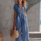 Retro Casual Resort-style V-neck Jumpsuit
