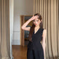 Black V-neck Top Suit Women's Vest Shorts Casual Suit