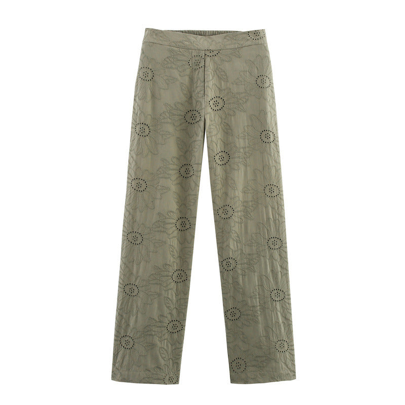 Hollow Embroidered Suit Jacket Straight-leg Pants