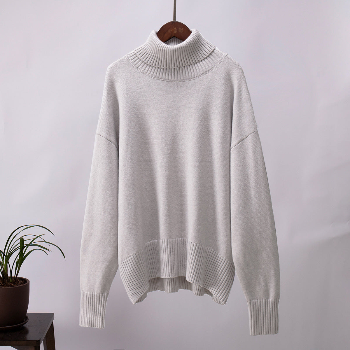 Pull à col roulé uni tendance pour femme