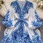 Summer Fashion Mid-Sleeve Lace-Up Floral Dress