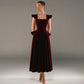 Womens Sexy Square-Neck Slim-Fit Midi Dress