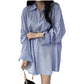 Women's Blue Long-sleeved Sunscreen Shirt Top