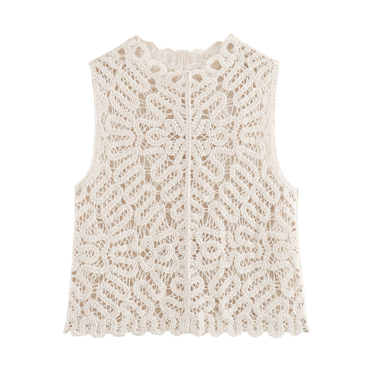 Summer Women's European And American Round Neck Crocheted Knitted Vest Skirt Suit