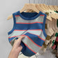 Women's Slim And Slim Knitted Contrast Color Striped Vest