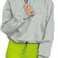 Women's Fashion Casual Stand Collar Half Zip Drawstring At Hem Brushed Hoody