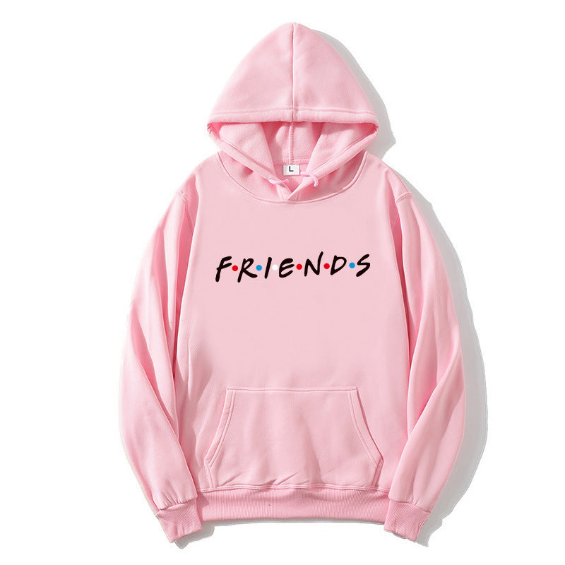 Sweat-shirt à capuche à manches longues et imprimé Letter Friend pour femme