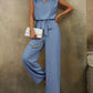 Solid Color Sleeveless V-neck Loose Top Lace-up Wide-leg Pants Casual Suit