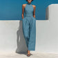Summer One-shoulder Sleeveless Belted Jumpsuit