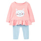 Girls' Suit Cartoon Print Knitted Long-sleeved Two-piece Suit