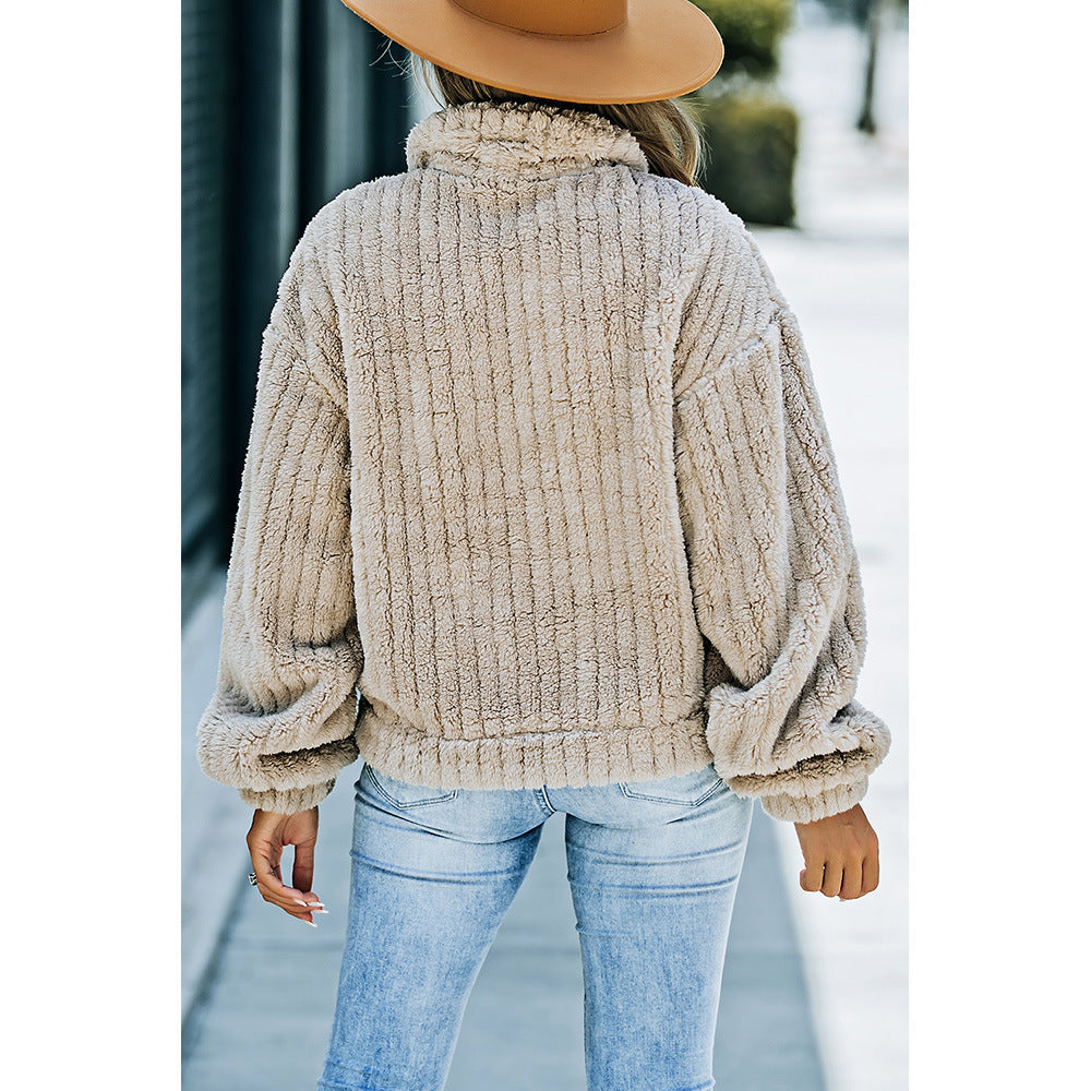 Manteau d'hiver en laine kaki pour femme, épais et chaud, à manches longues