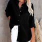 Simple Long Sleeve V Neck Button Ladies Cotton Linen Shirt Women's Clothing