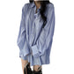 Women's Blue Long-sleeved Sunscreen Shirt Top