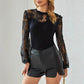 Lace Patchwork Puff Sleeve Women's Long Sleeve Slimming Versatile Slim-fit Top