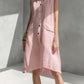 Women's Lapel-collar Sleeveless Casual Loose Cotton-linen Dress