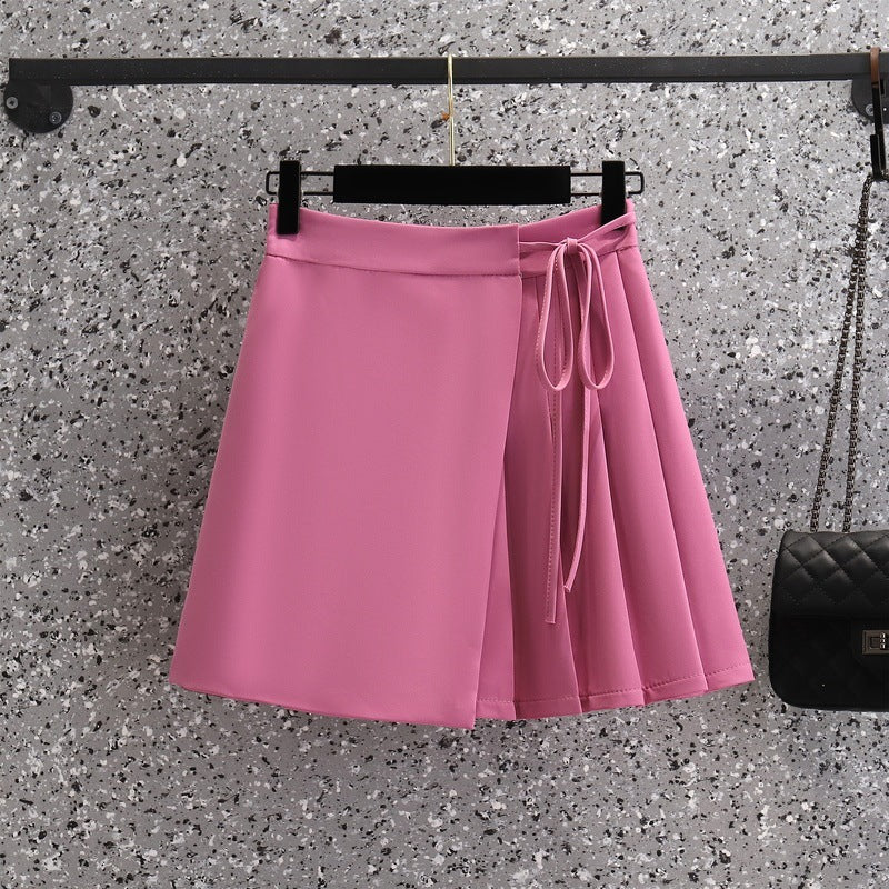 Ladies Irregular High Waist Pleated Skirt Suit