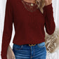 Lace Patchwork Round Neck Women's Long-sleeved T-shirt