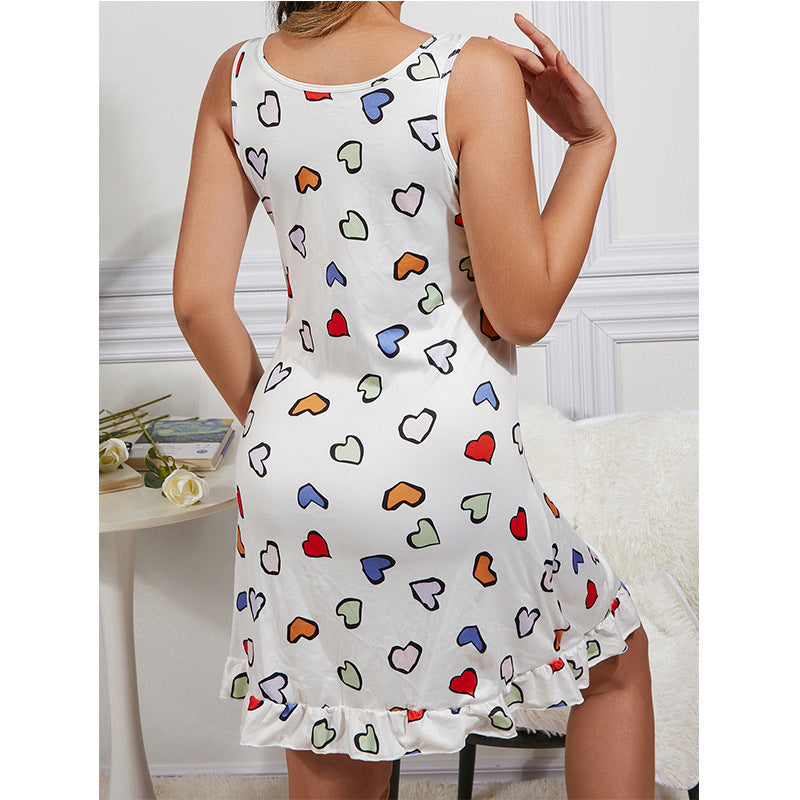 Women's Heart Printing Non-slip Nightdress