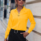 Commuter Women's Shirt Versatile Simple Solid Color Long Sleeve Mid-length Plus Size