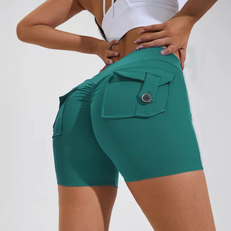 Short taille haute avec poches pour le yoga, le fitness, le sport, l'été