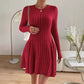 Robe à manches longues et jupe courte en tricot français pour femme