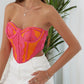 European And American Color Matching Chest Wrap Splicing Lace Top