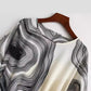Retro Abstract Print Waist Trimming Loose Women's Short-sleeved Chiffon Shirt