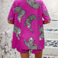 Random Print Drop Shoulder Shirt And Shorts Set With Slanted Pockets