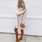 Knitted Long Sleeve Pile Collar Dress